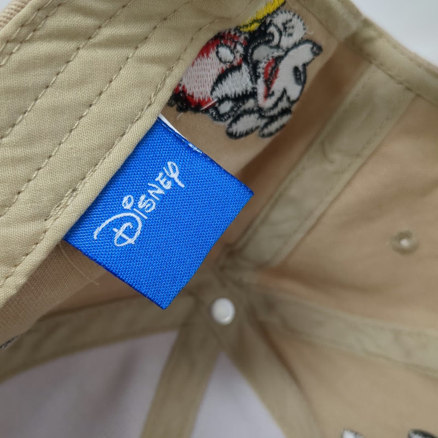 Disney Baseball Cap Beige One Size Mickey Mouse Multi Character Strapback Hat