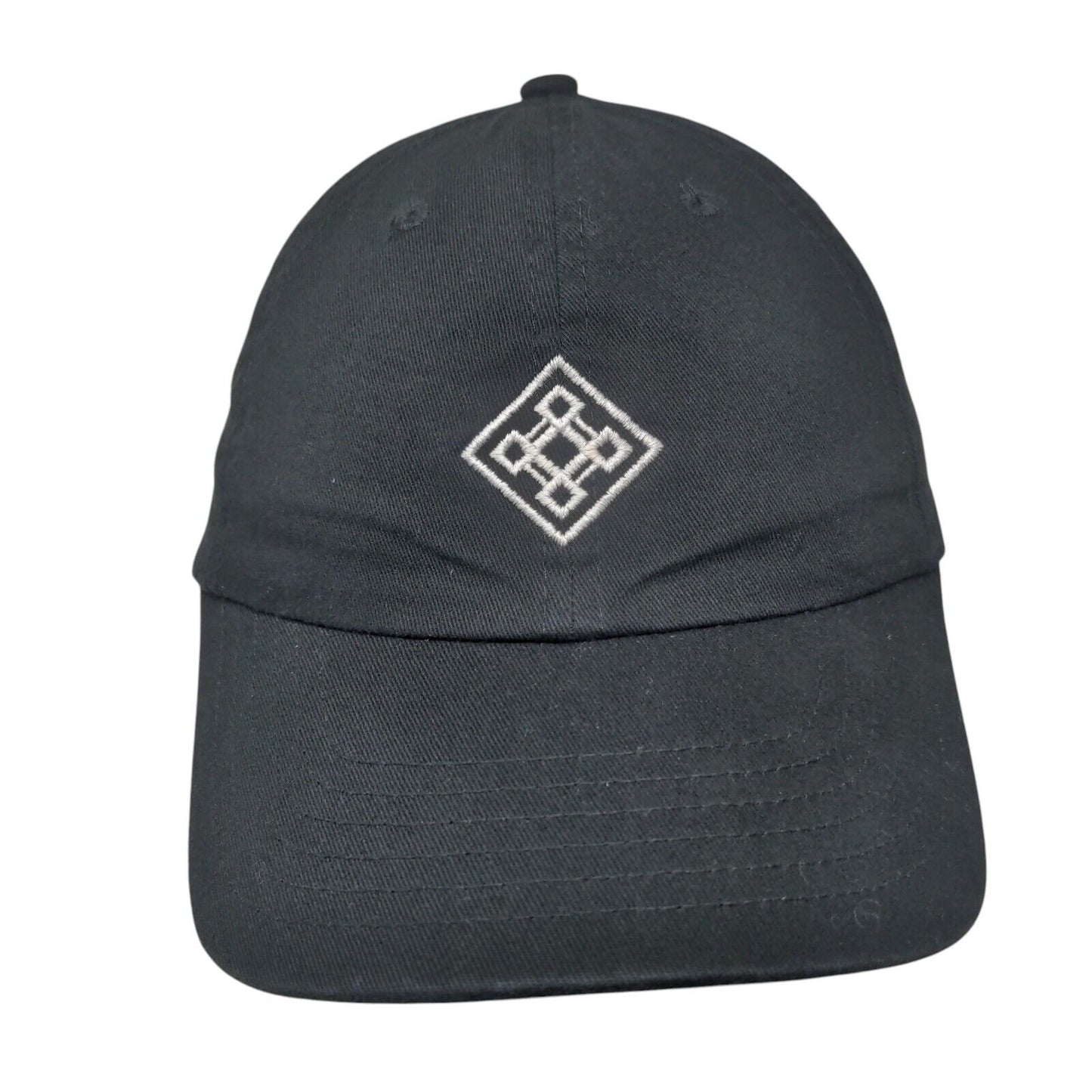 Unbranded Strapback Hat Black One Size Adjustable Embroidered 6 Panel Cotton