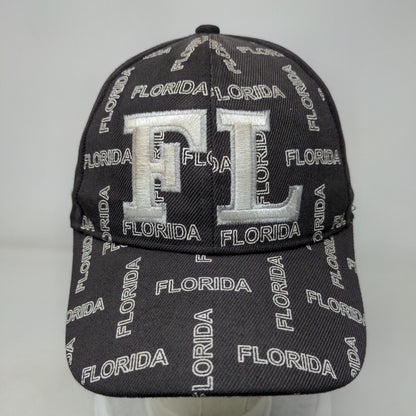 FL Florida Strapback Hat Black 58cm Embroidered Adjustable 6 Panel