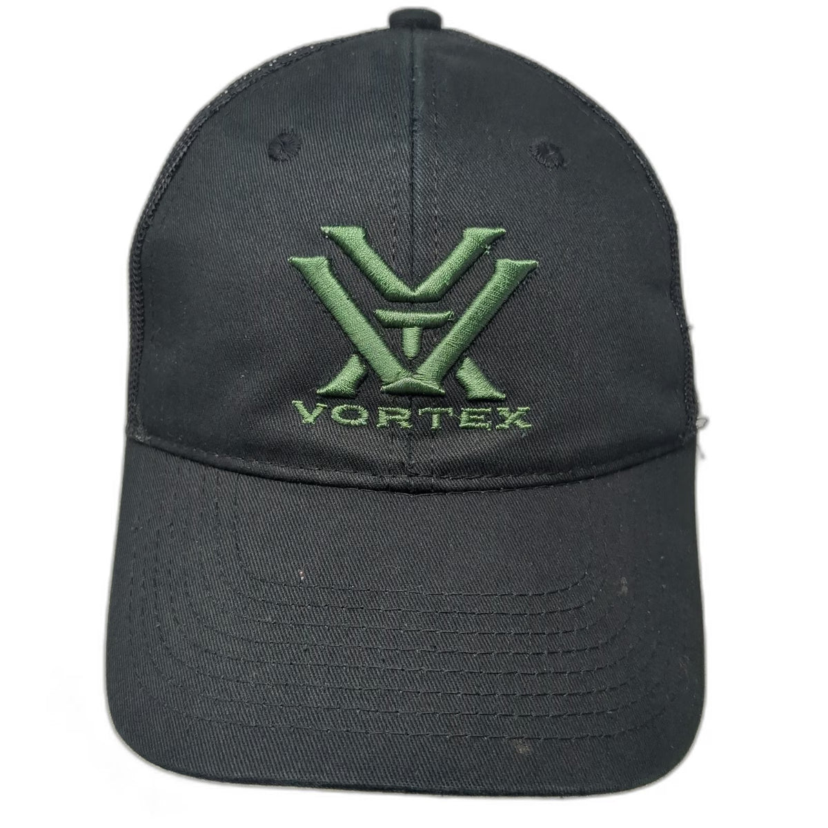 Vortex Trucker Hat Black One Size Mesh Back Snapback Embroidered Logo Optics