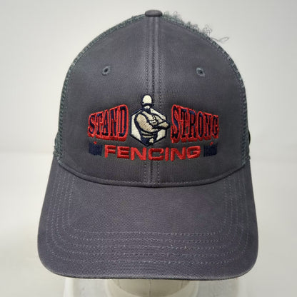Carhartt Gray Trucker Hat Stand Strong Fencing Embroidered Adjustable OS Mesh