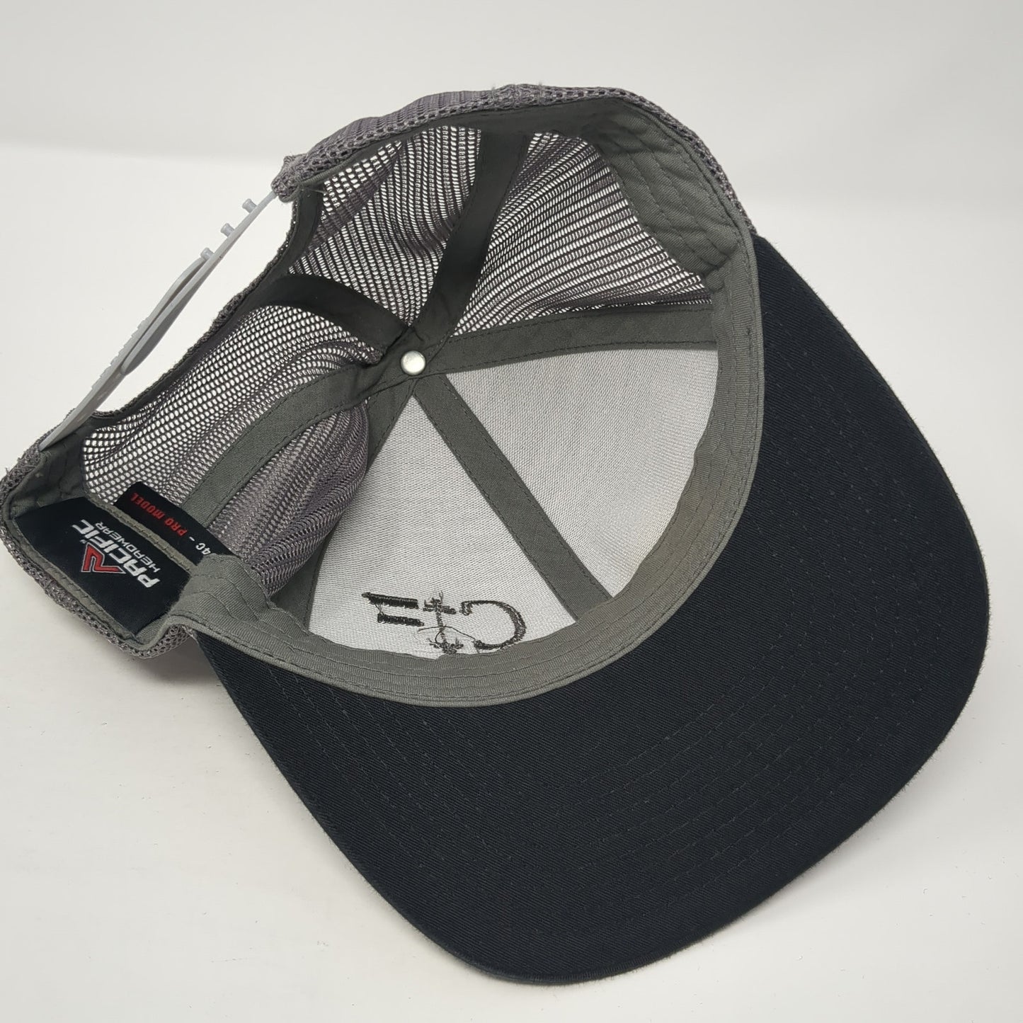 C 208 Snapback Trucker Hat Black One Size Adjustable Embroidered Mesh Back