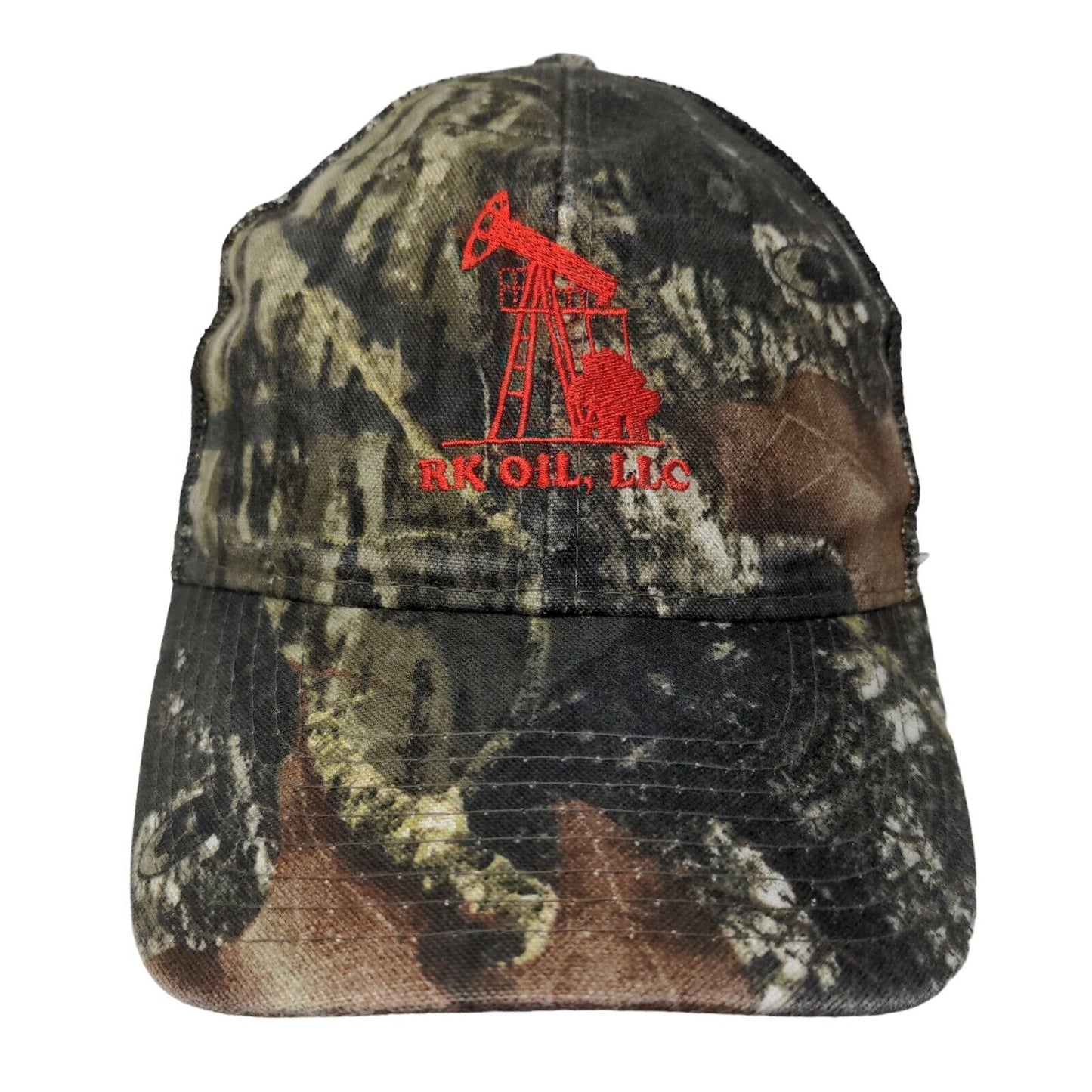 RK OIL LLC Strapback Mesh Back Trucker Hat Camo OSFM Embroidered