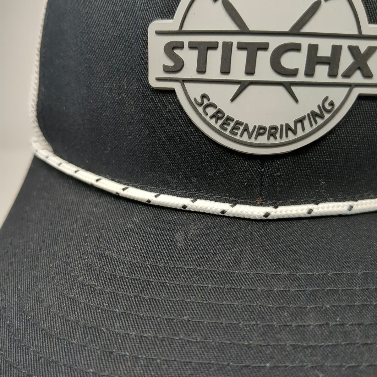 Pacific Headwear Trucker Hat Black White One Size Mesh Back Snapback Rope Patch