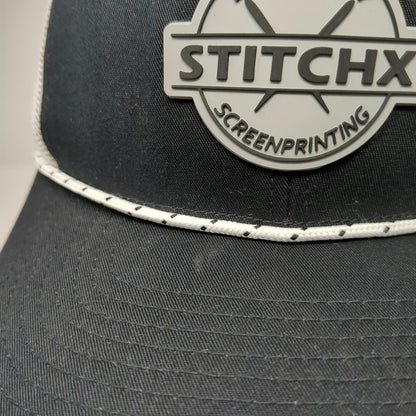 Pacific Headwear Trucker Hat Black White One Size Mesh Back Snapback Rope Patch
