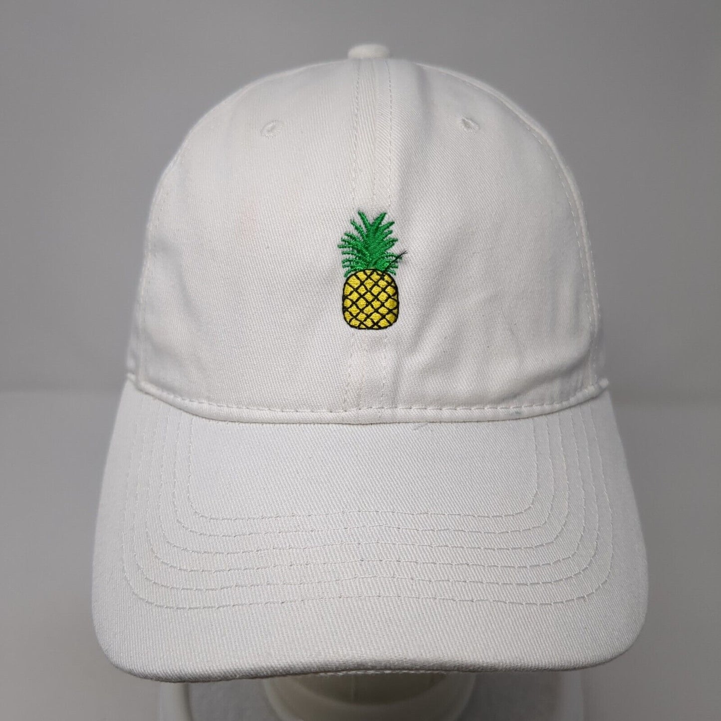 Pineapple Slideback Hat White One Size Solid Adjustable Embroidered