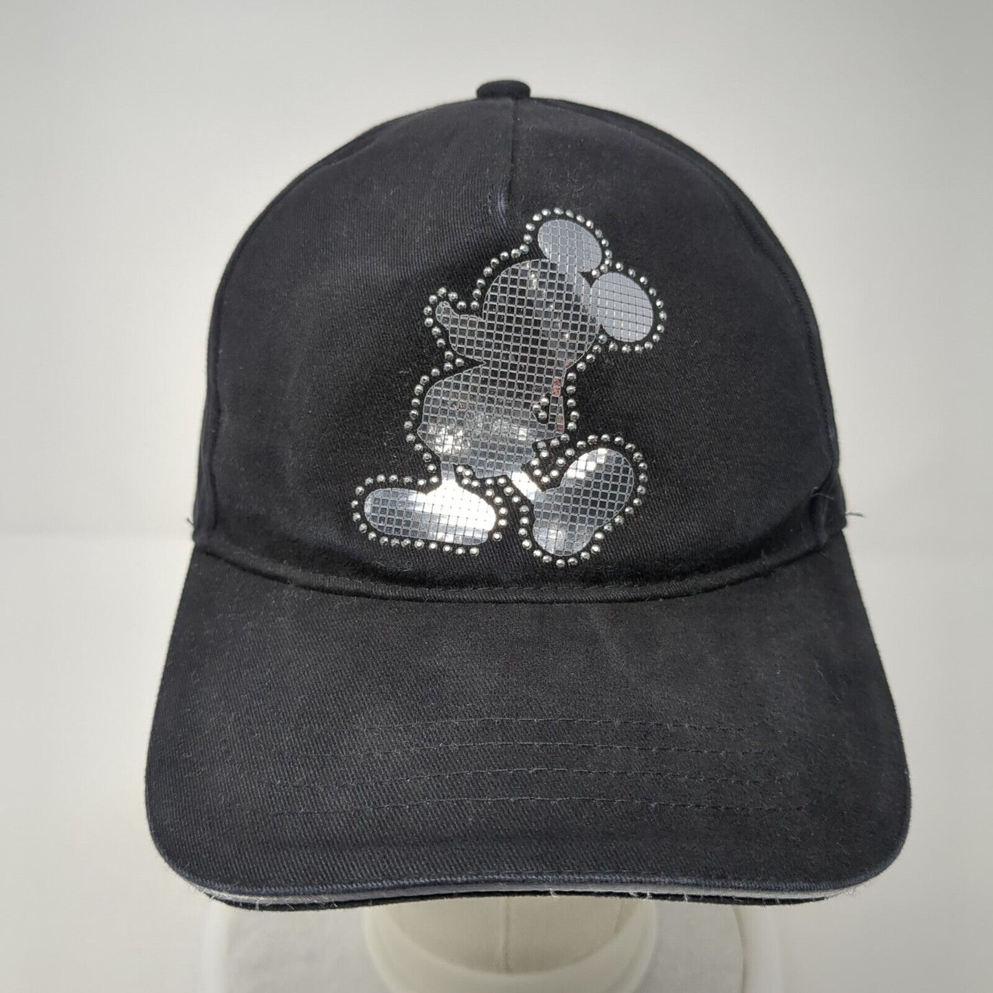 Mickey Mouse Bling Strapback Hat Black One Size Adjustable Rhinestone