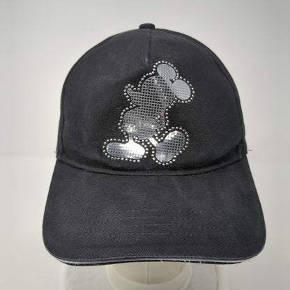 Mickey Mouse Bling Strapback Hat Black One Size Adjustable Rhinestone