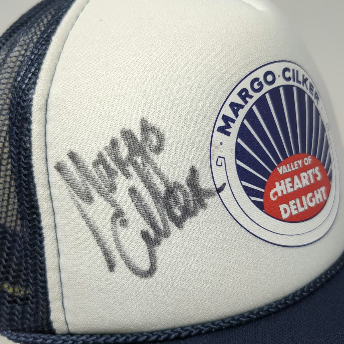 OTTO Trucker Hat Blue One Size Signed Margo Cilker Valley Heart's Delight Mesh