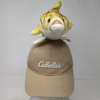 Cabela's Baseball Cap Beige Walleye Plush Fish Hat Cotton Adjustable Novelty