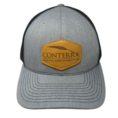 Richardson Gray Trucker Hat One Size Conterra Leather Patch Agriculture Snapback