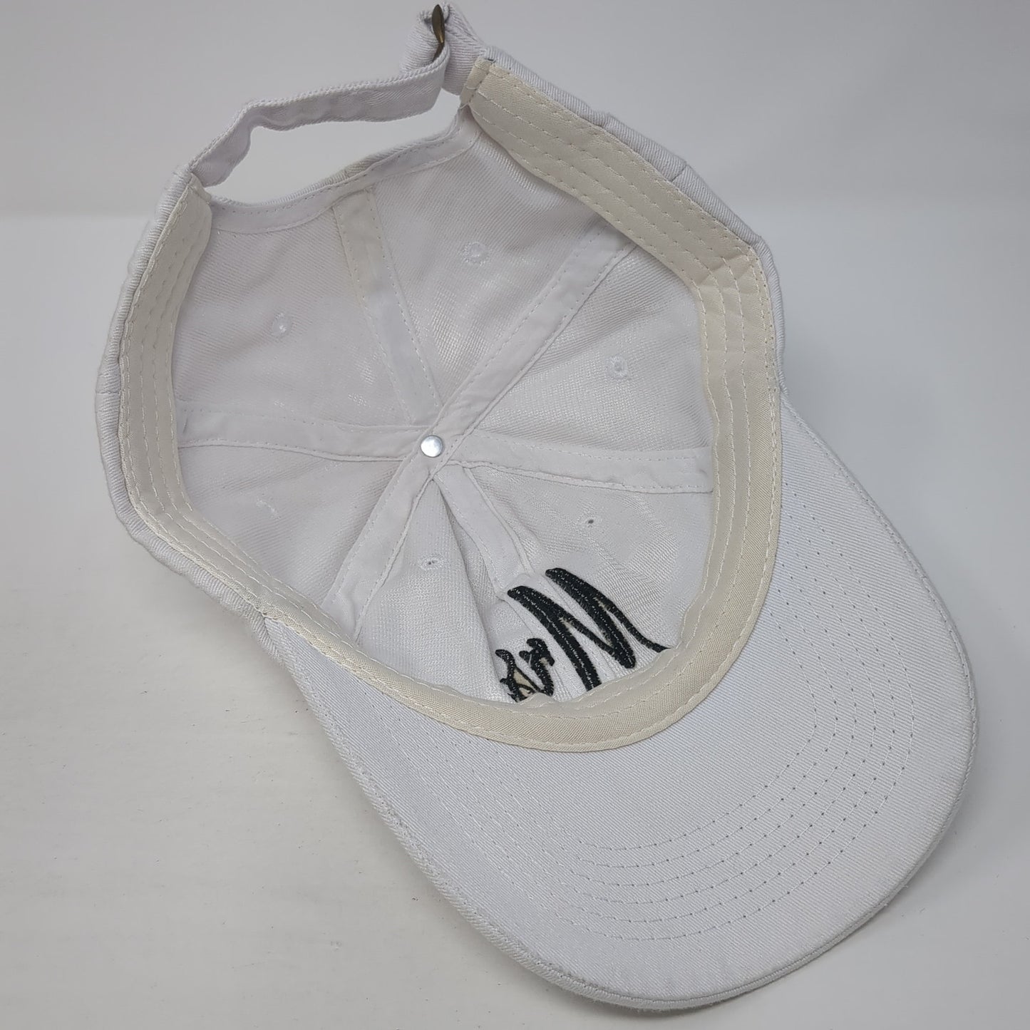 Mrs. Slideback Hat White One Size Adjustable Embroidered Solid 6 Panel