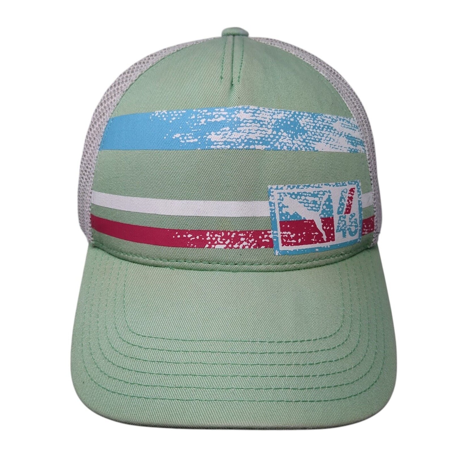 PUMA Snapback Trucker Hat Green One Size Adjustable Striped Mesh Back
