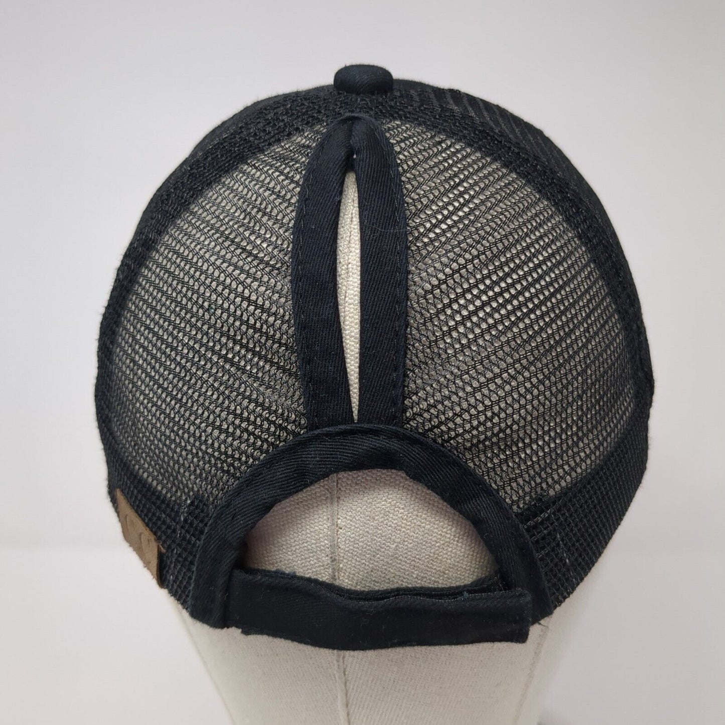 Soccer Hair Don't Care Strapback Trucker Hat Black One Size Ponytail