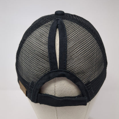 Soccer Hair Don't Care Strapback Trucker Hat Black One Size Ponytail