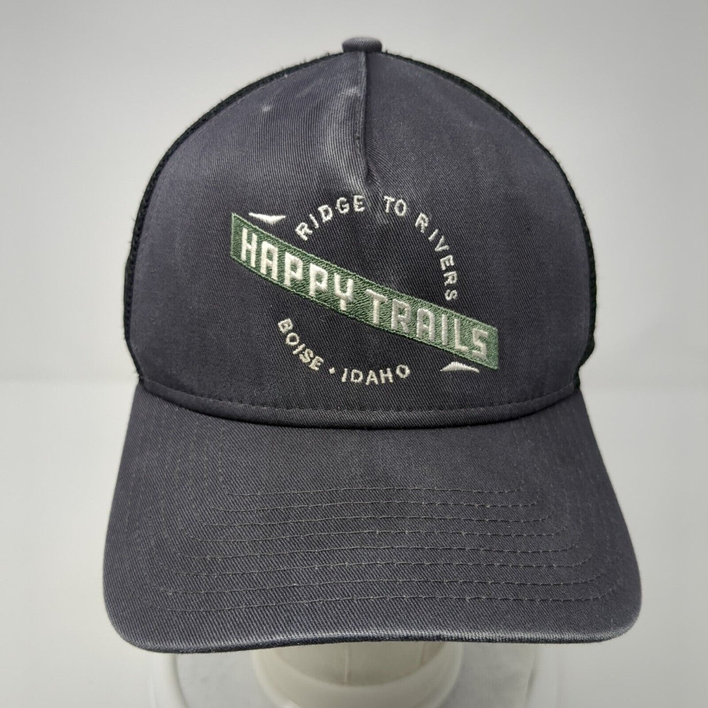 Happy Trails Snapback Trucker Hat Gray One Size Mesh Back New Era