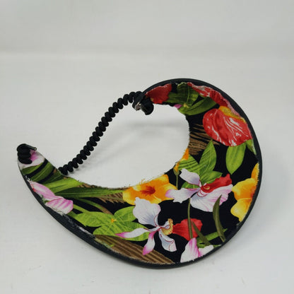 Unbranded Visor Hat Black One Size Telephone Wire Floral Underbrim