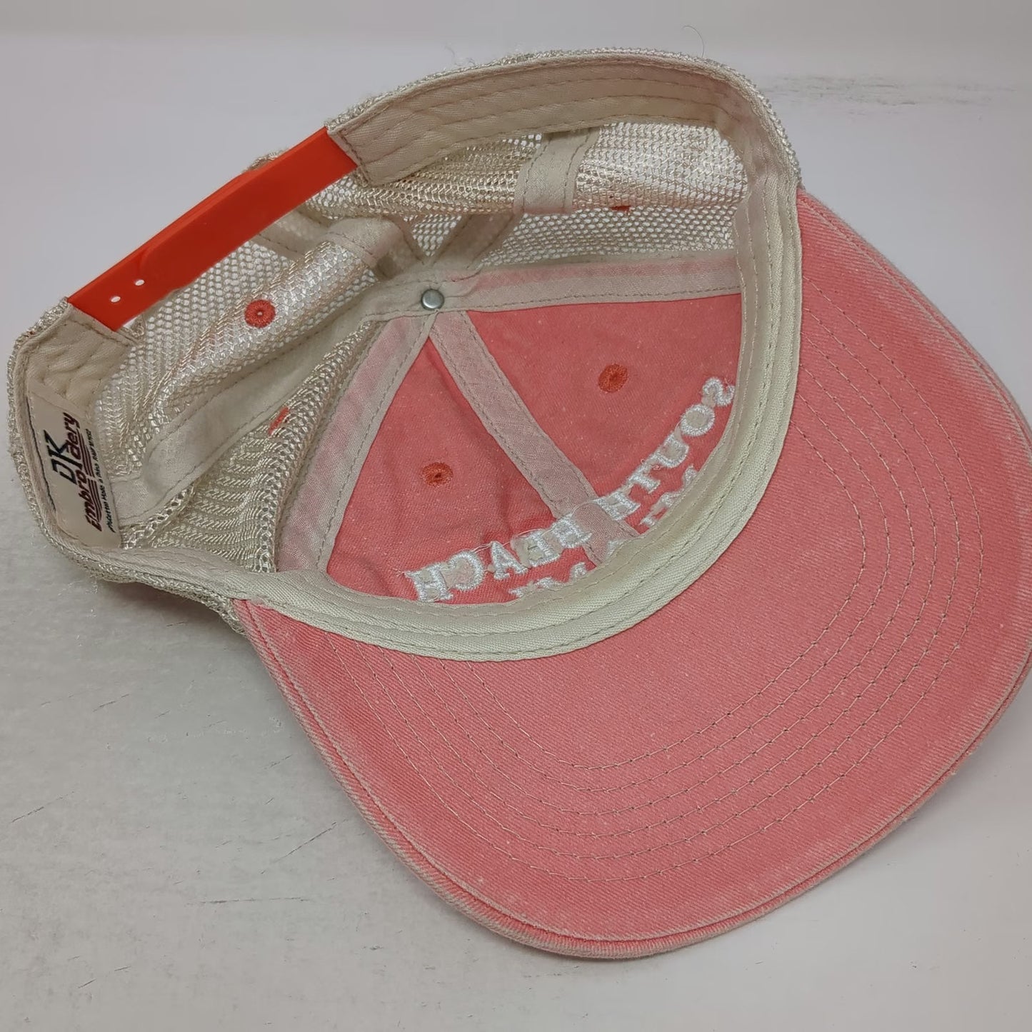 DK Embroidery Trucker Hat Pink Beige Orange One Size South Beach Miami Florida