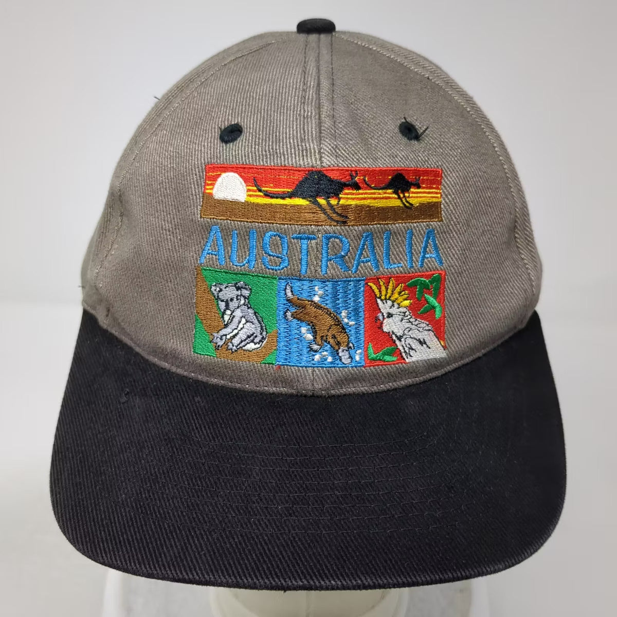 Headlines for Australia Snapback Hat Gray One Size Embroidered Kangaroo Koala