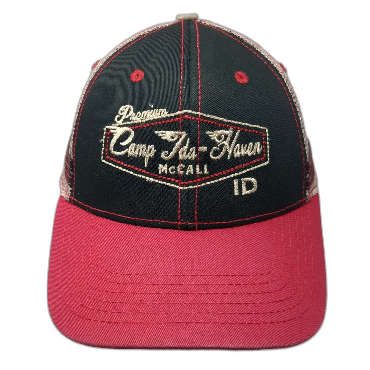 Grand Premium Trucker Hat Black Beige One Size Camp Ida-Haven McCall ID Snapback