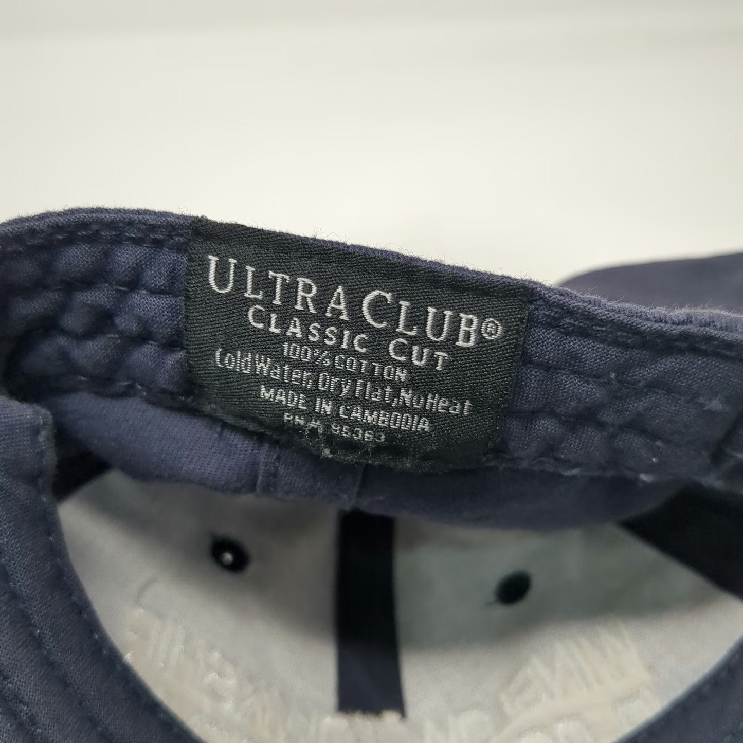 UltraClub Baseball Cap Blue White One Size Strapback Police Academy Hat Cotton