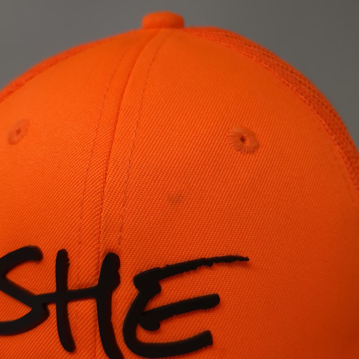 Bass Pro Shops Trucker Hat Orange One Size SHE Logo Mesh Back Snapback Hunting