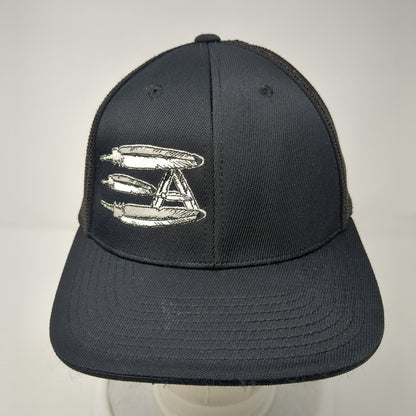 Pacific Headwear Fitted Mesh Back Trucker Hat Black 6 7/8-7 3/8 Feathers