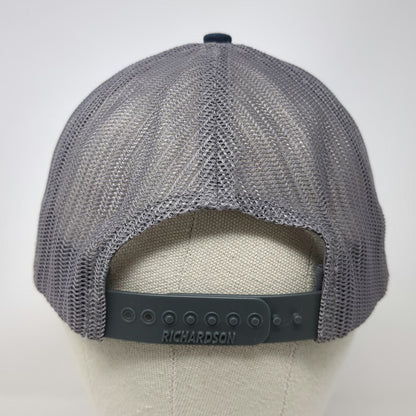 Richardson 112 Trucker Hat Blue Gray One Size Honey Hole Outdoors Leather Patch