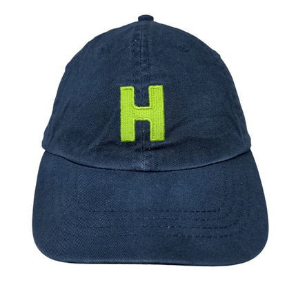 Letter H Strapback Hat Blue One Size Embroidered 6 Panel Port & Company