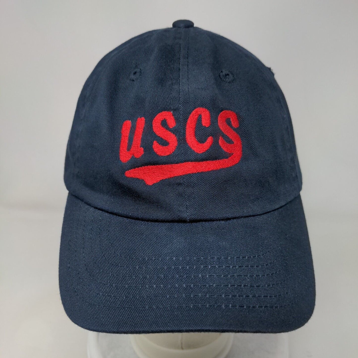 USCS Strapback Hat Blue One Size Adjustable Embroidered 6 Panel Imperial