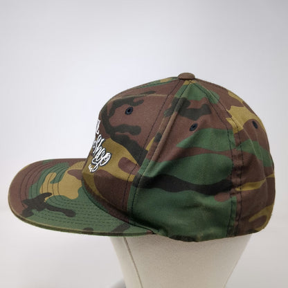 Yupoong Snapback Green Camo One Size BJ'z Cycle Shop Hat Flat Brim Embroidered