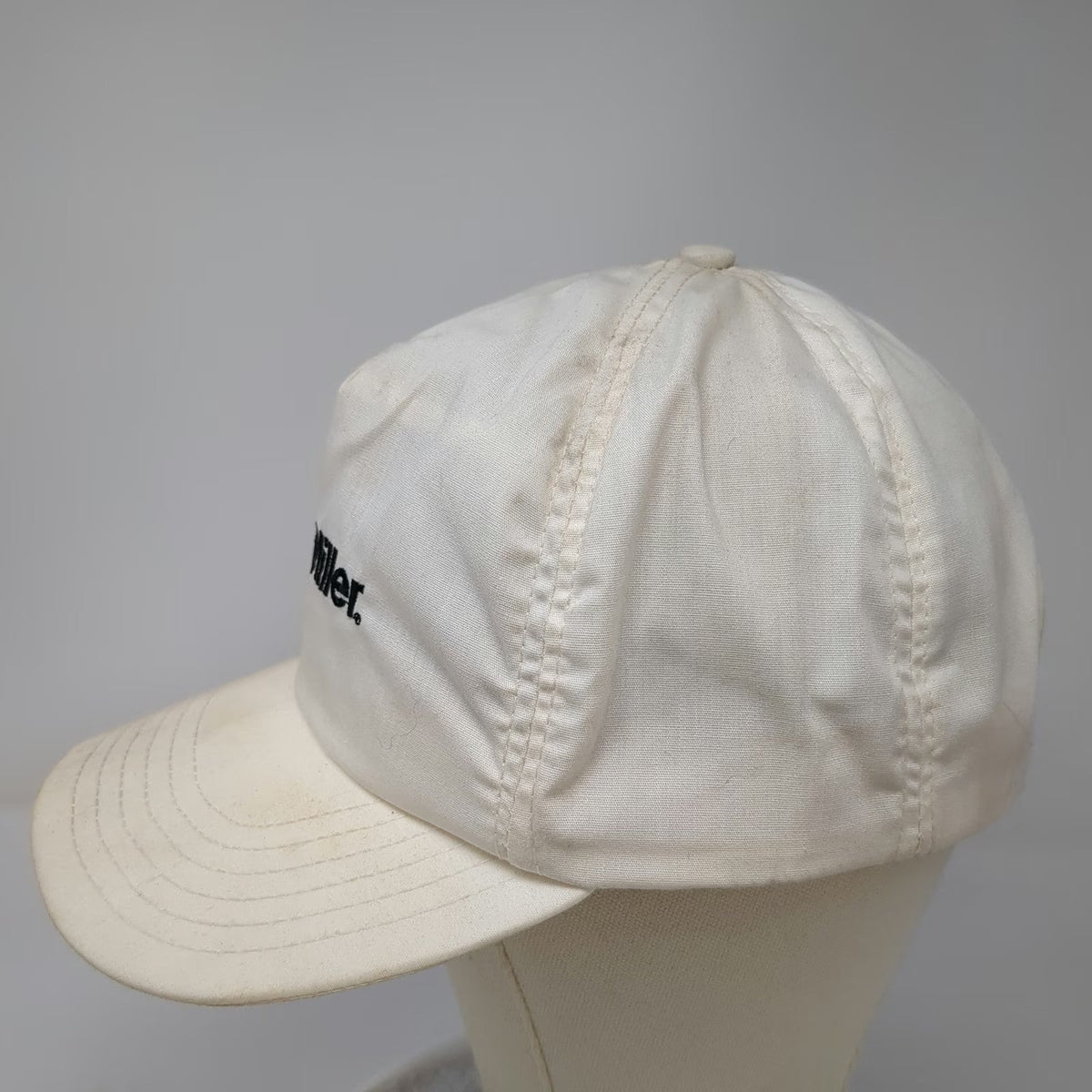 Size-A-Just 5 Panel White One Size Miller Beer Logo Snapback Hat Made In USA