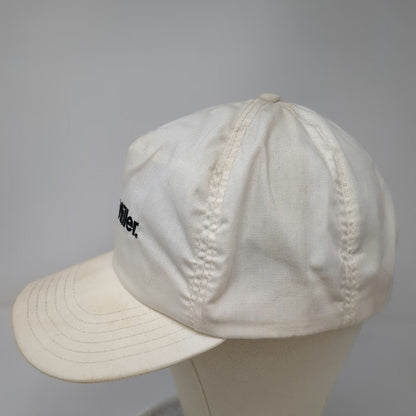 Size-A-Just 5 Panel White One Size Miller Beer Logo Snapback Hat Made In USA