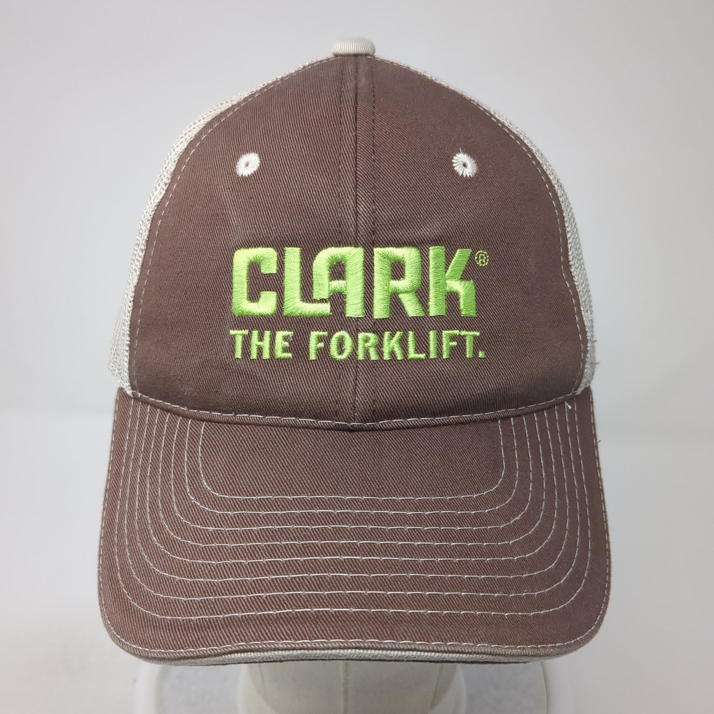 Clark The Forklift Strapback Trucker Hat Brown One Size Adjustable Mesh Back