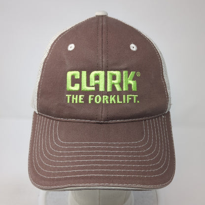Clark The Forklift Strapback Trucker Hat Brown One Size Adjustable Mesh Back