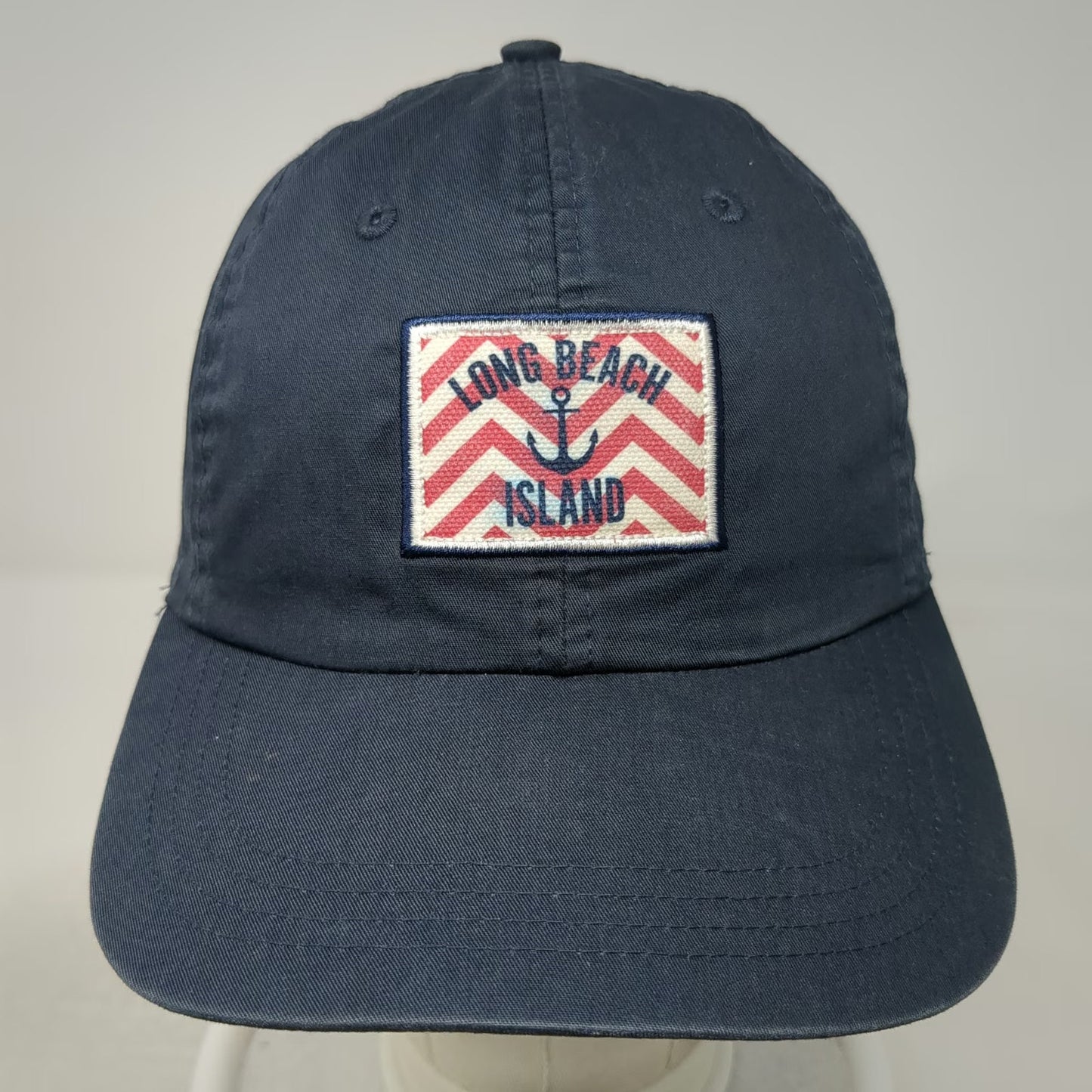 Ahead Baseball Cap Blue Red White One Size Anchor Patch Chevron Strapback Hat