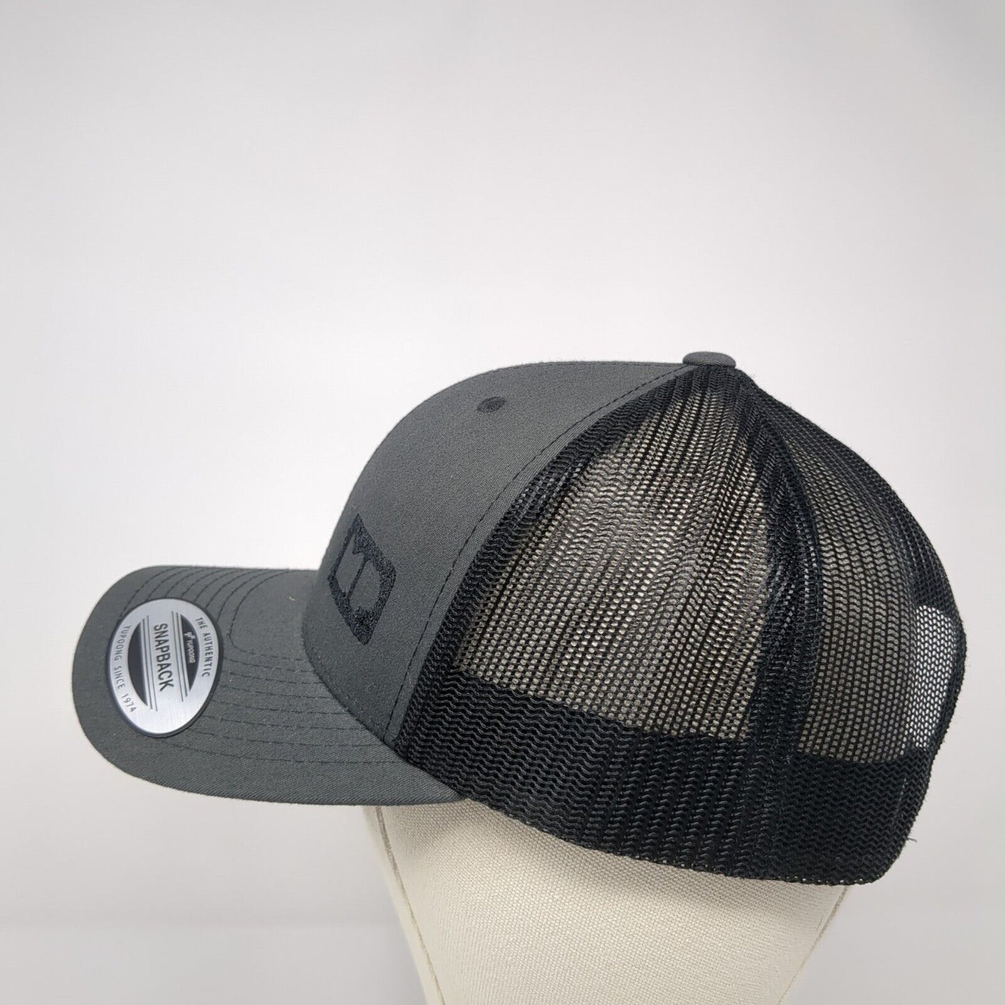 The Classics Yupoong Snapback Mesh Back Trucker Hat Gray One Size Logo