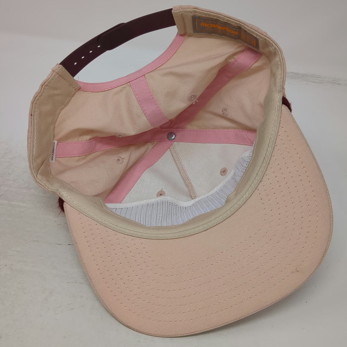 Richardson 5 Panel Pink One Size Hat Expedition Inspiration Rope Leather Patch