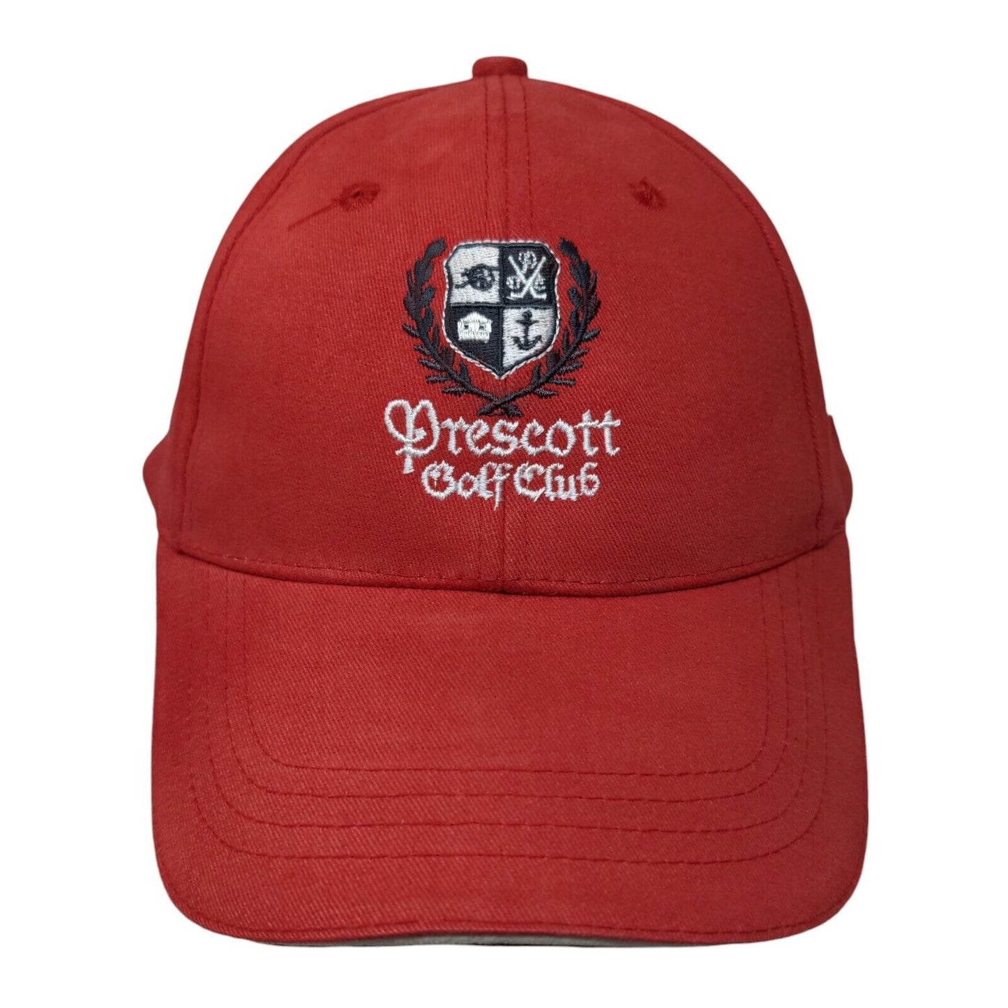 Prescott Golf Club Strapback Hat Red One Size Embroidered Vent Holes