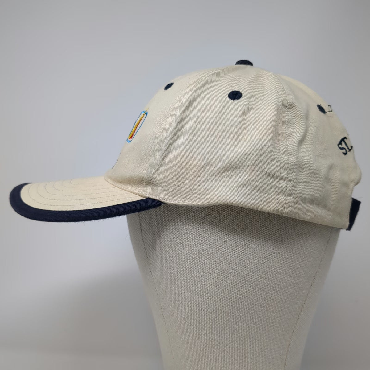 Beige OSFM Baseball Cap Hat St Maarten Martin Scuba Sailboat Palm Tree Strapback