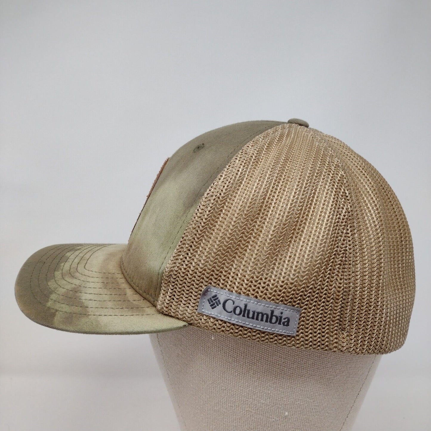 Columbia Global Outdoors Fitted Trucker Hat Tan One Size Patch Logo Mesh Back