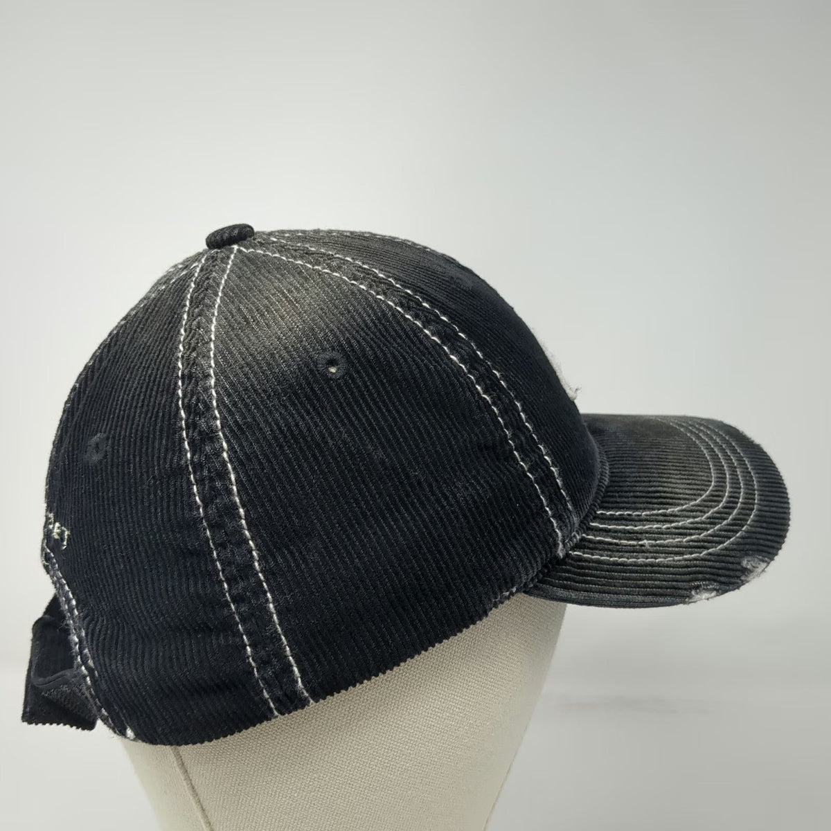 H3 Sportgear Baseball Cap Black One Size Corduroy Distressed Chevrolet Logo Hat