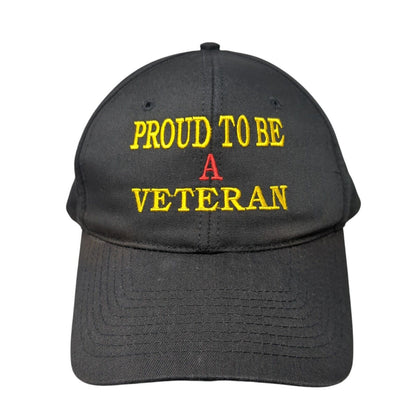 Proud To Be A Veteran Snapback Hat Black OS Adjustable Embroidered Nissun Cap