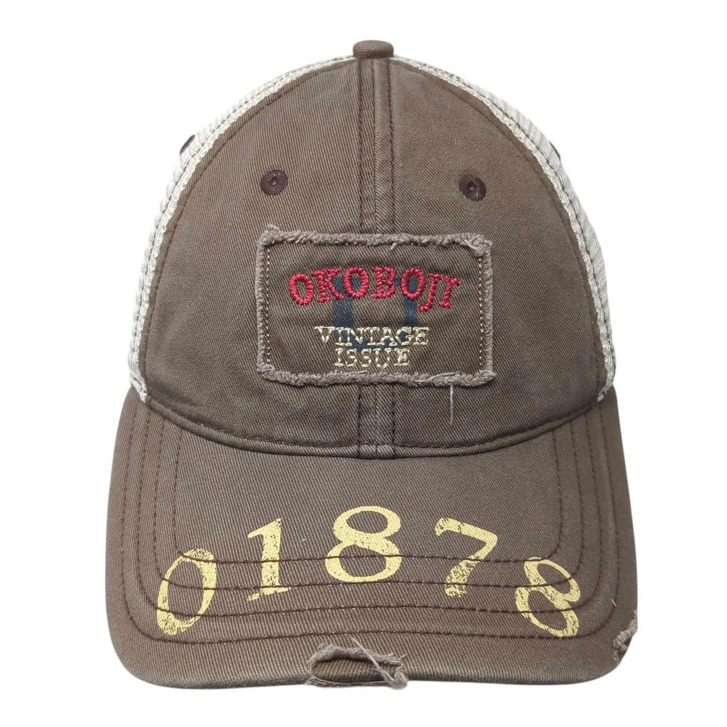 Okoboji Vintage Issue Snapback Trucker Hat Brown One Size Mesh Back