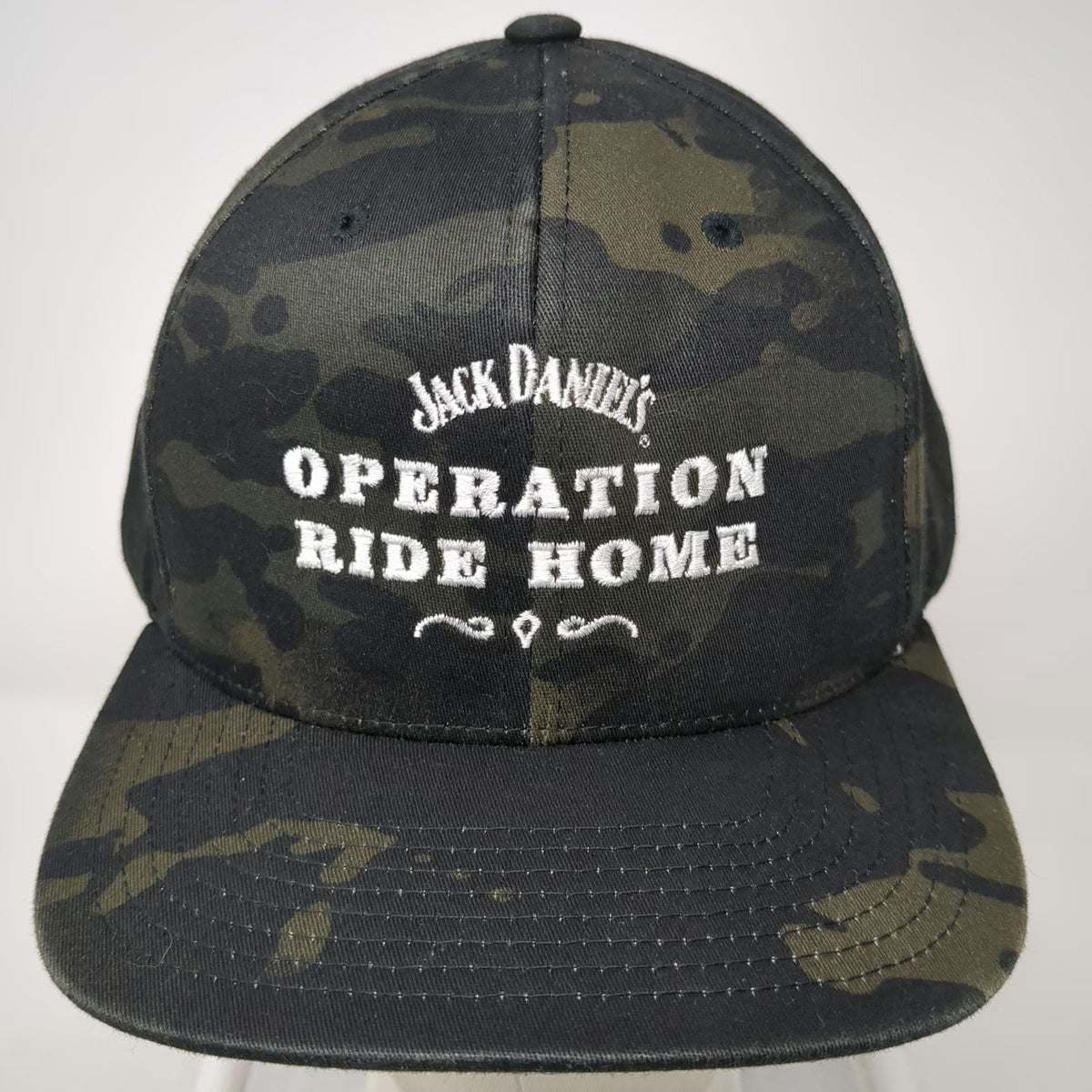 Yupoong Snapback Hat One Size Black Green Camo Jack Daniels Operation Ride Home