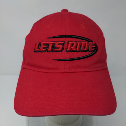 Lets Ride Strapback Hat Red OSFM Adjustable Embroidered 6 Panel Otto Cotton