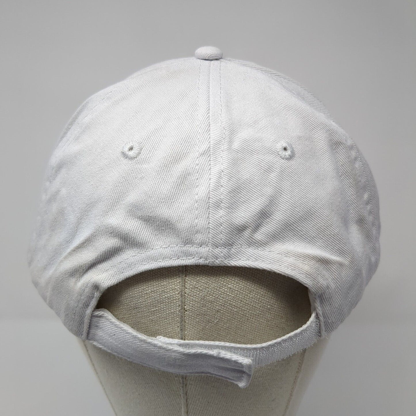 Unbranded Strapback Hat White One Size Adjustable Embroidered Vented Holes