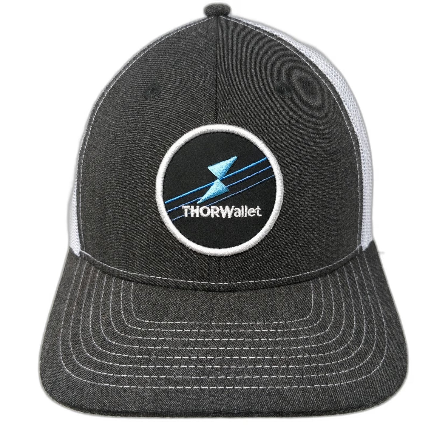 Gray White Blue Trucker Hat One Size THORWallet Founder Edition Snapback Mesh
