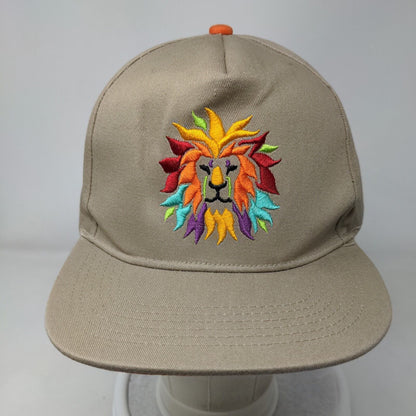 San Diego Zoo Colorful Lion Snapback Hat Tan One Size Embroidered
