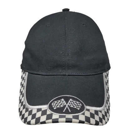 Pace Racewear Men's Strapback Hat Black Size OSFA Checkered Flag Pattern